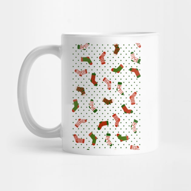 Christmas sock illustration, cute green polka dot holiday pattern 3 by gusstvaraonica